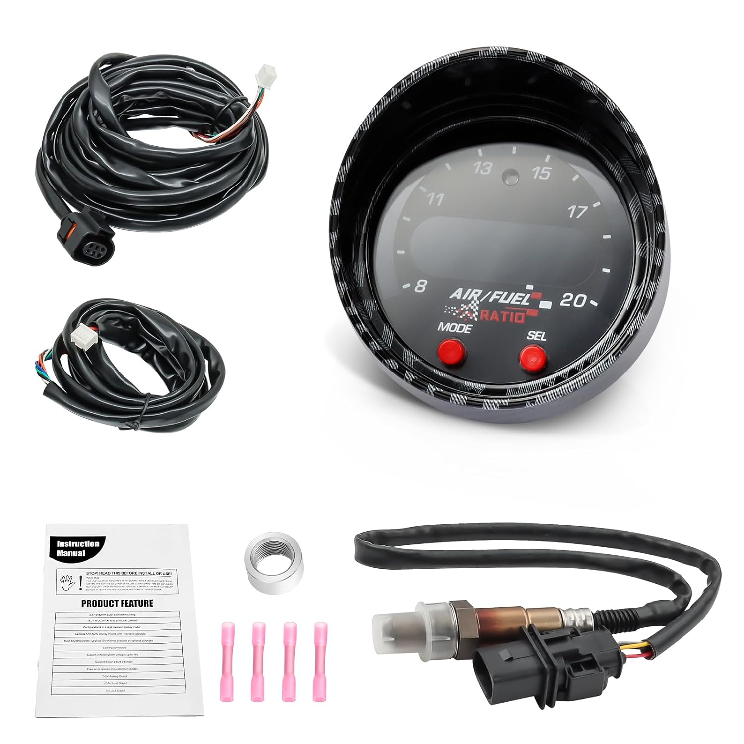 52mm AFR O2 UEGO Wideband Air Fuel Ratio Gauge Kit 30-0300 LSU 4.9 Probe Sensor โ image 2