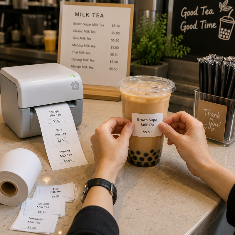 6 Rolls Linerless Printing Label Paper 80 mm × 52 m for Takeaway Shop Restaurant — image 6