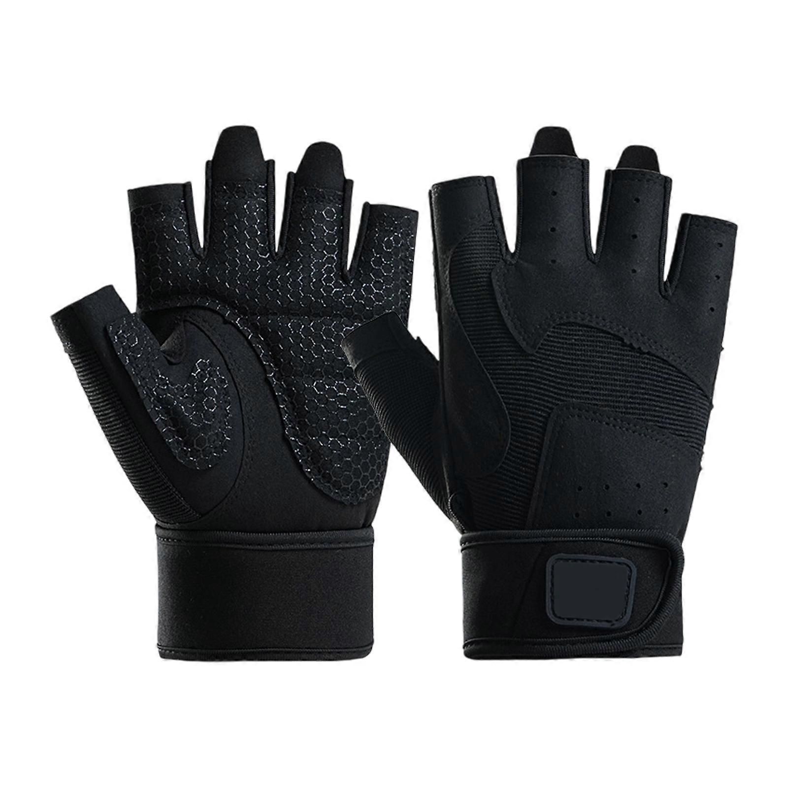 Half-Finger Breathable Workout Gloves โ Non-Slip Gym Gloves for Fitness, Cycling, Climbing & Training - Black M