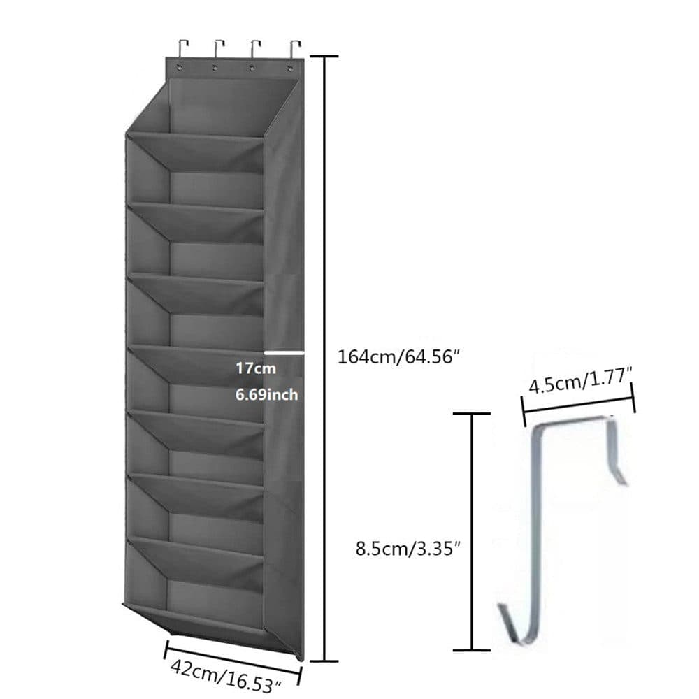 12 Pairs Wall Mounted Shoe Rack with Hooks, Shoe Hanger Storage for Door, 24 × 12 × 4 inches, Black — image 5