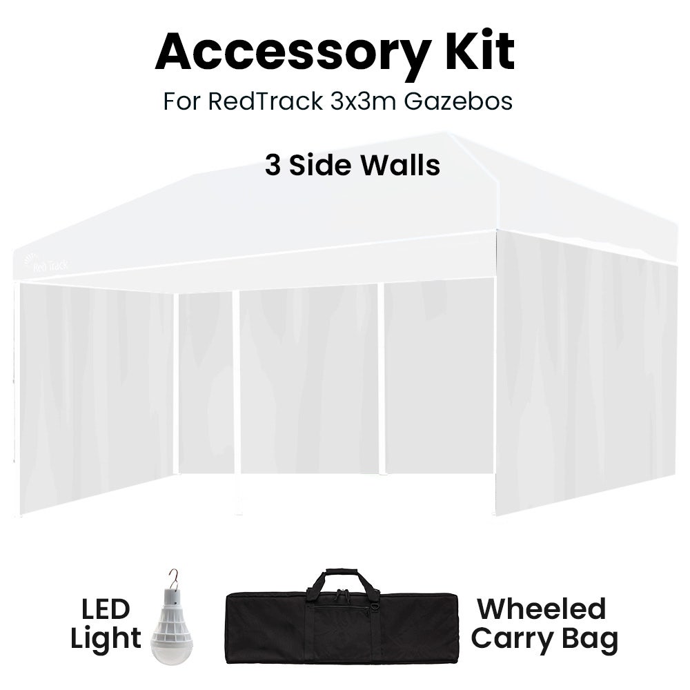 RED TRACK Accessory Pack for 6 × 3m White Gazebo, includes Walls, Wheeled Carry Bag, Rechargeable USB Lamp — image 5