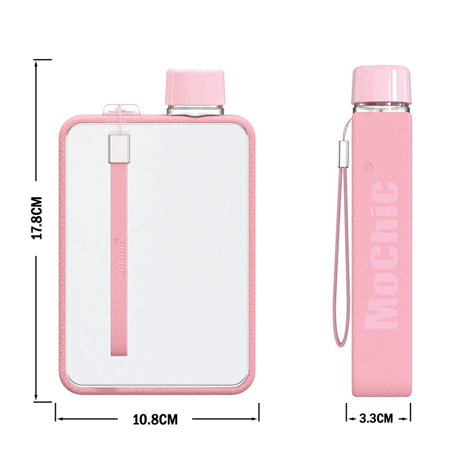 A5 Flat Water Bottle Portable Travel Mug BPA Free Water Bottle (Grey) — image 4