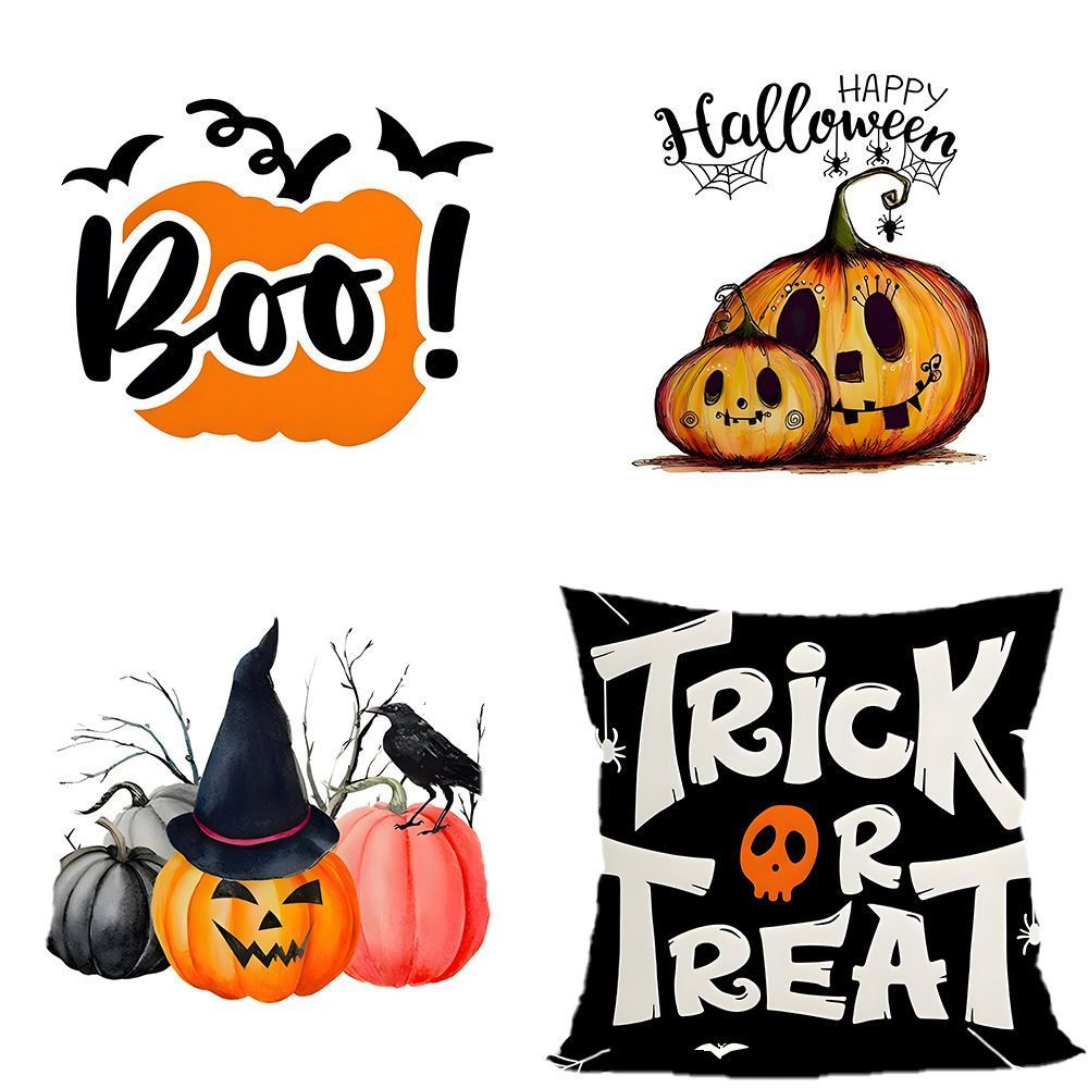 4PC Home Accent Pillow Cover Fit For Christmas & Halloween, Style‑69, Suitable For Sofa, Living Room, Bedroom, 45 × 45cm, Pillow Insert Not Included