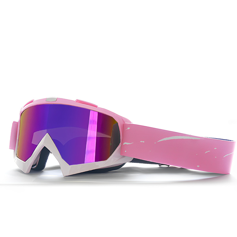 Progressive Pink + Colorful Lenses Outdoor Protective Motorcycle Goggles - Windproof, Dustproof, Skiing, and Cycling Eyewear - Lightweight Anti-Fog Design for