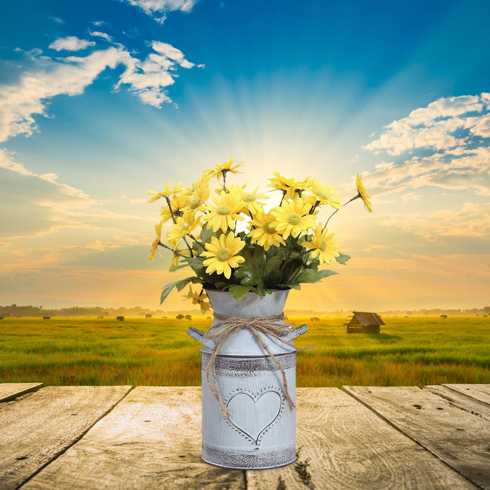 Vintage Flower Pot Iron Flower Pot Rustic Flower Bucket Metal Bucket Decorative Vase Pot for Garden Living Room Table Decoration — image 6