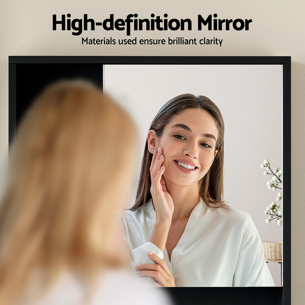 Cefito Bathroom Mirror Cabinet Mirrored Medicine Adjustable Shelf Wall Mounted 560mm Black — image 5