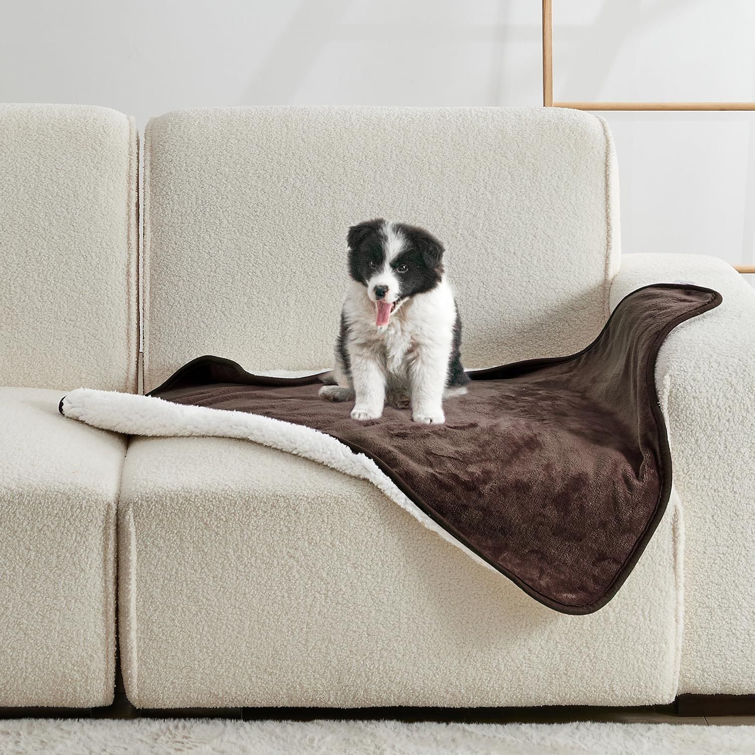 Waterproof Blanket for Bed Couch Sofa, Soft Liquid Pee Proof Pet Blanket for Dog Puppy Cat, Reversible Sherpa Fleece Furniture Protector (Brown, 47 × 40 — image 2