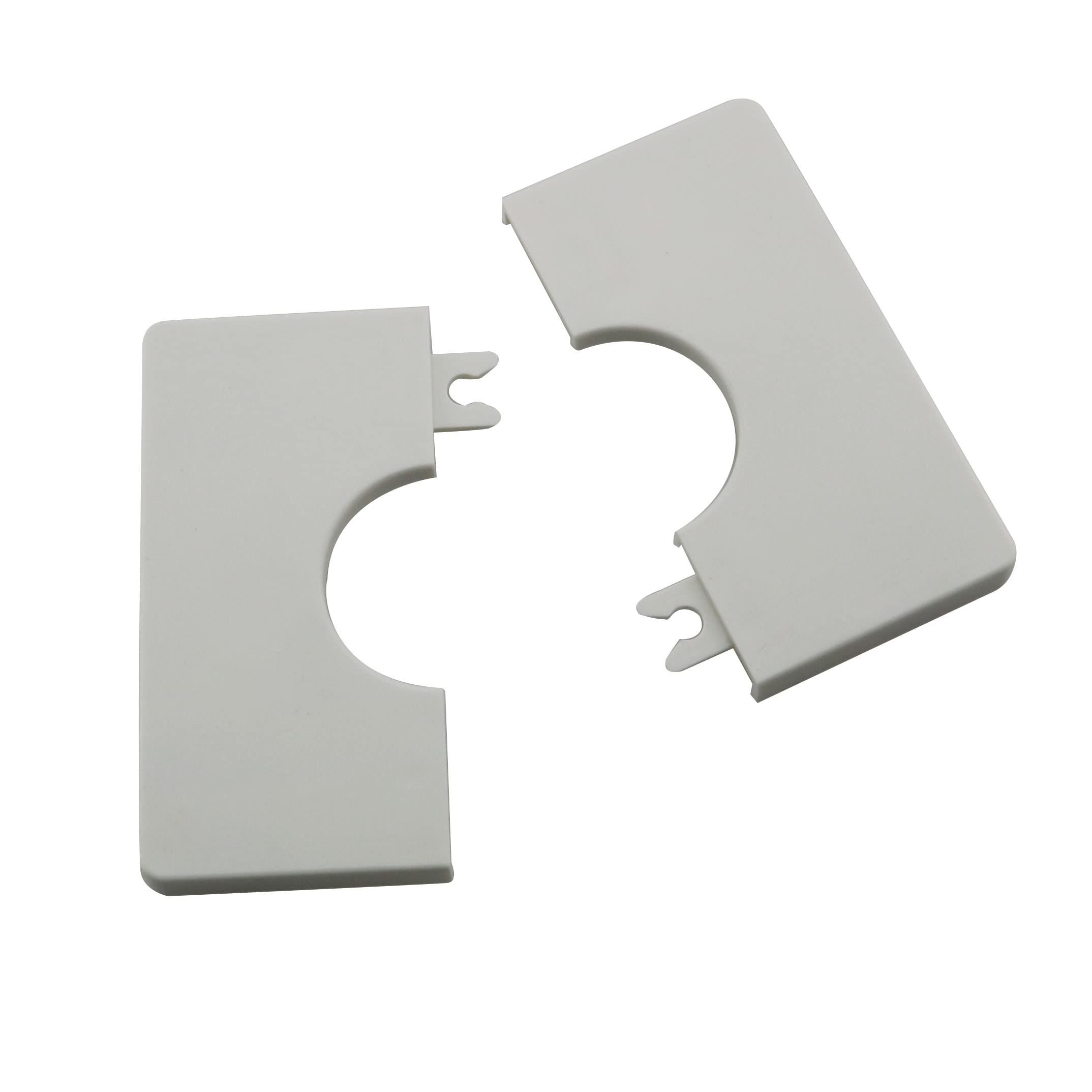 Wall Split 2Sets White ABS Plastics Square Shaped Escutcheon Plates with 28mm / 1.1inch Diameter Hole Wall-mounted Water Cover — image 3