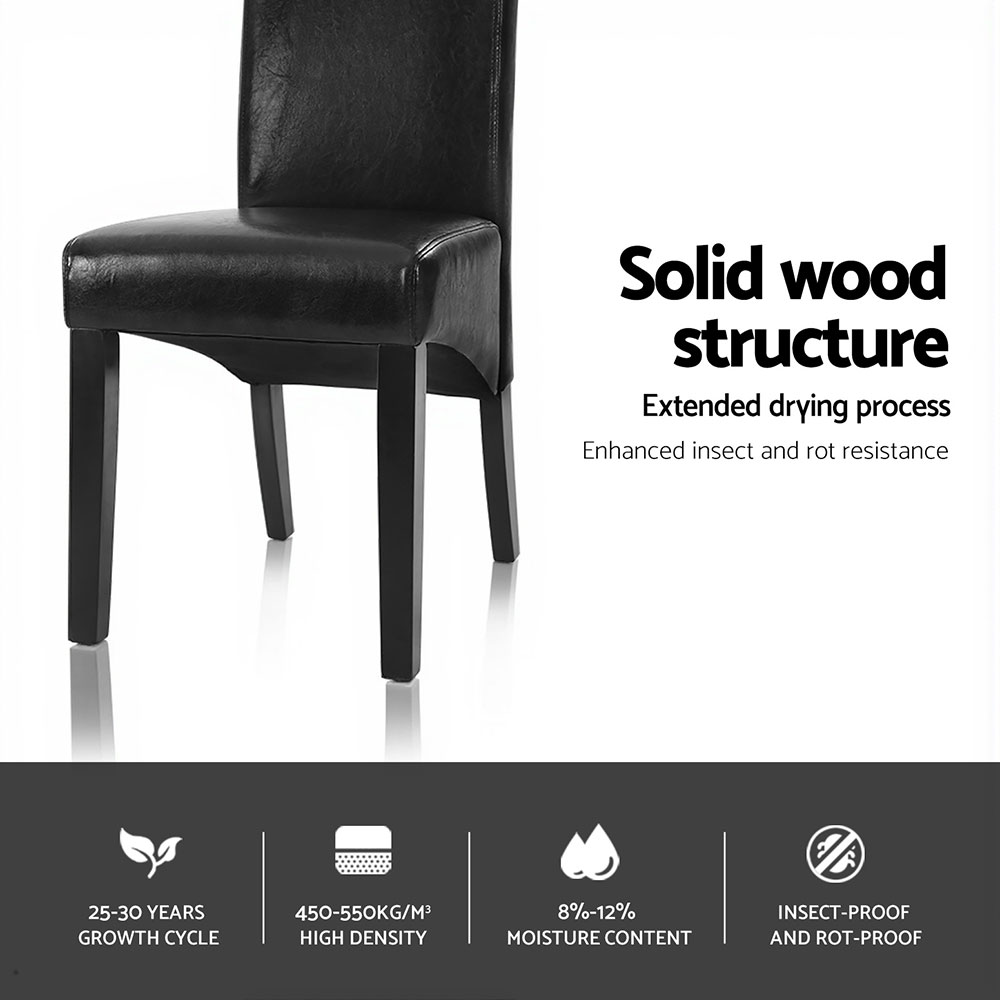 Artiss Dining Chairs Set of 2 Leather Parsons Chair Black — image 5