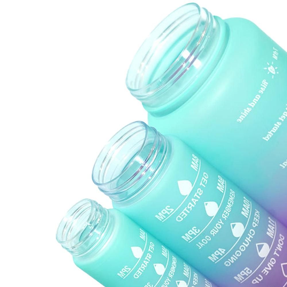 3-Piece Set Gradual-Color Motivational Water Bottles Set Sports Drinking Bottle with Time Markings Purple — image 6