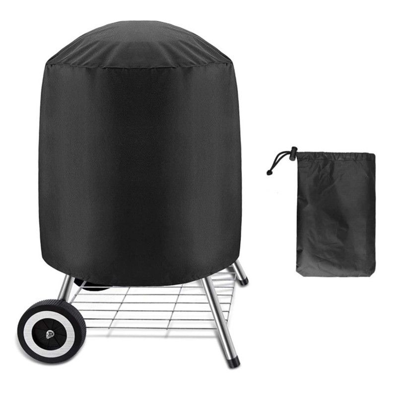 Heavy Duty Waterproof Black Smoker Cover Round Grill Covers Gas Outdoor Electric Grill Cover for Char-Broil, 24"D x 28.5"H