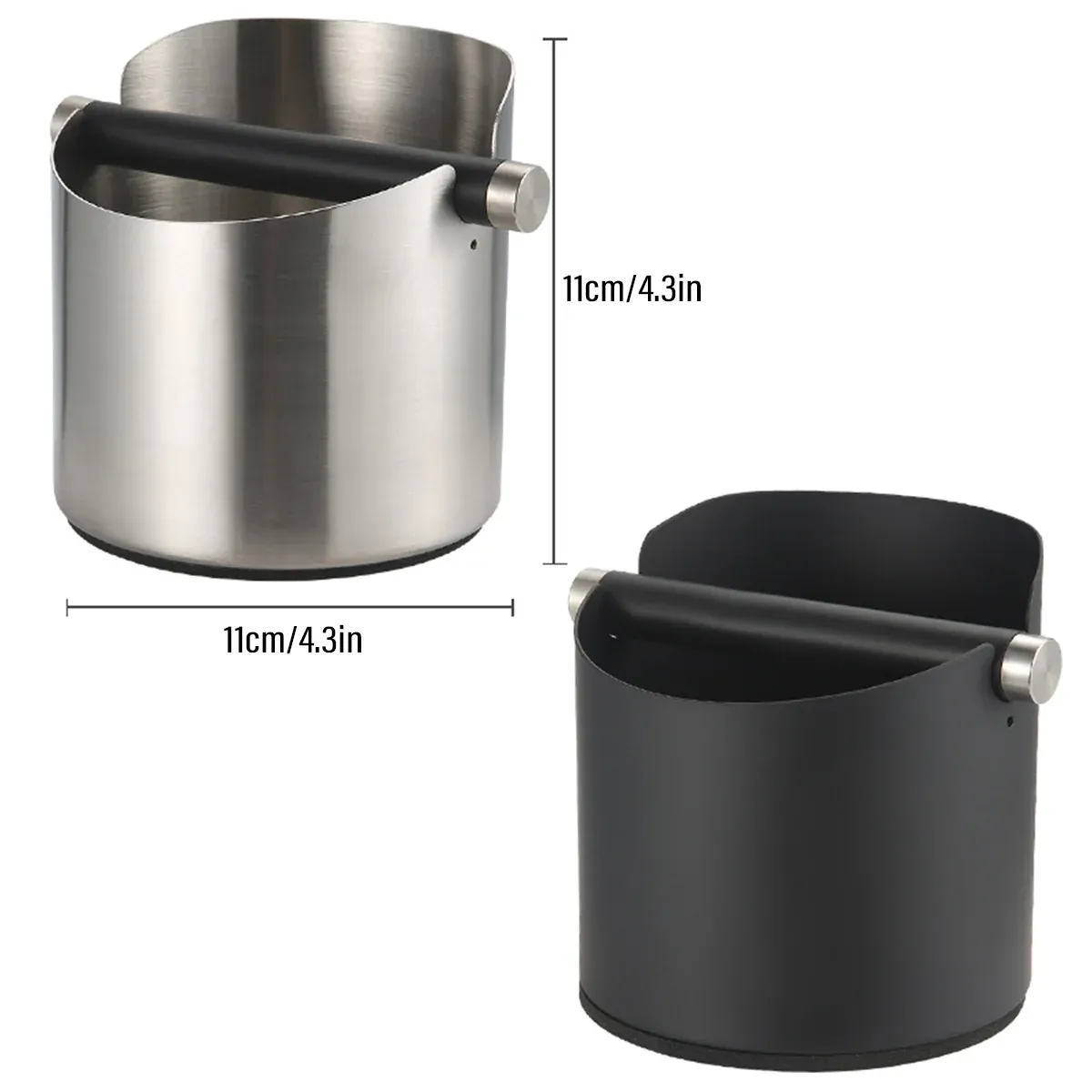 Stainless Steel Coffee Grounds Knock Box Round Tap Bucket for Household Espresso - Black — image 4