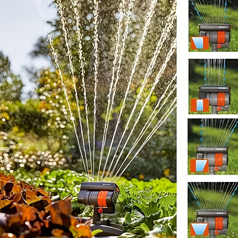 1 garden sprinkler with 16 nozzles, 180° rotating adjustable head, automatic irrigation system, wide coverage, easy to install, no power required, suitable for