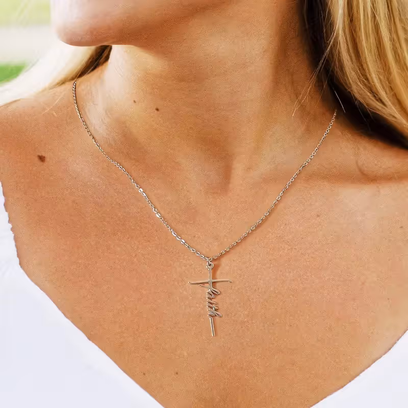 Stainless Steel Cross Necklace for Women Mother's Day Holiday Gift Elegant Jewelry Piece for Local Standard Everyday Wear(mama) — image 3