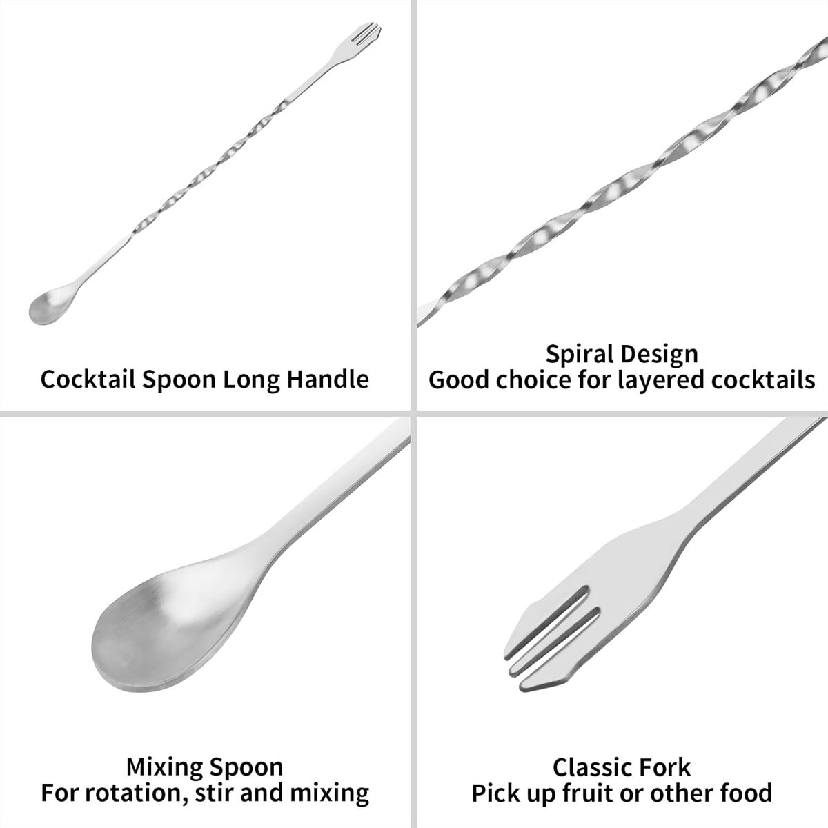 Cocktail Muddler & Stirrer - 25 cm 2-in-1 Bar Tool - Stainless Steel with Long Handle - For Mojitos and Fruit Drinks