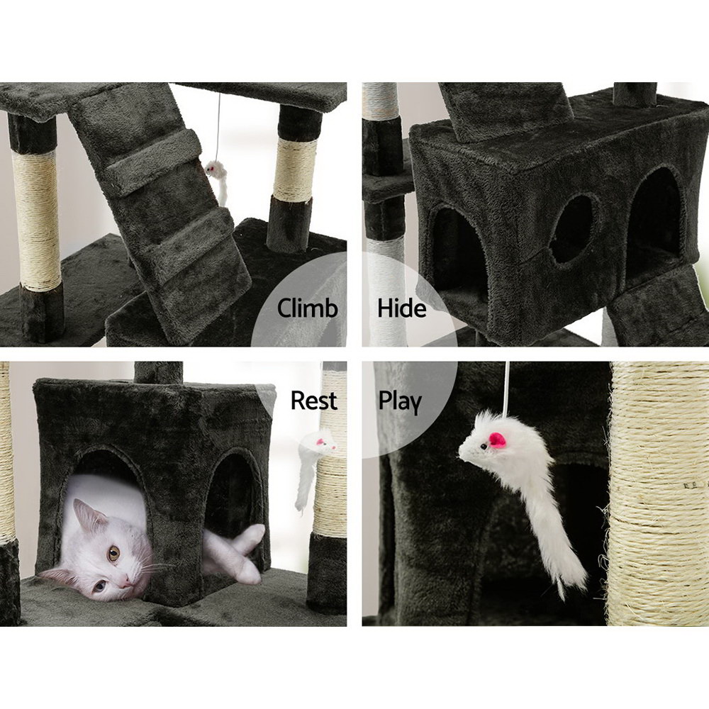 i.Pet Cat Tree 180cm Tower Scratching Post Scratcher Wood Condo House Toys Grey โ image 6
