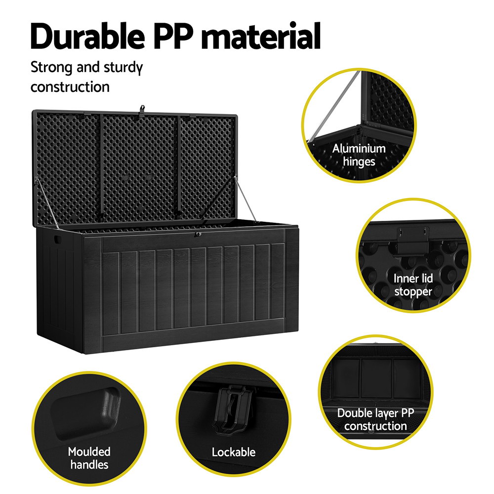 Gardeon Outdoor Storage Box 830L Container Lockable Bench Tool Shed All Black โ image 6