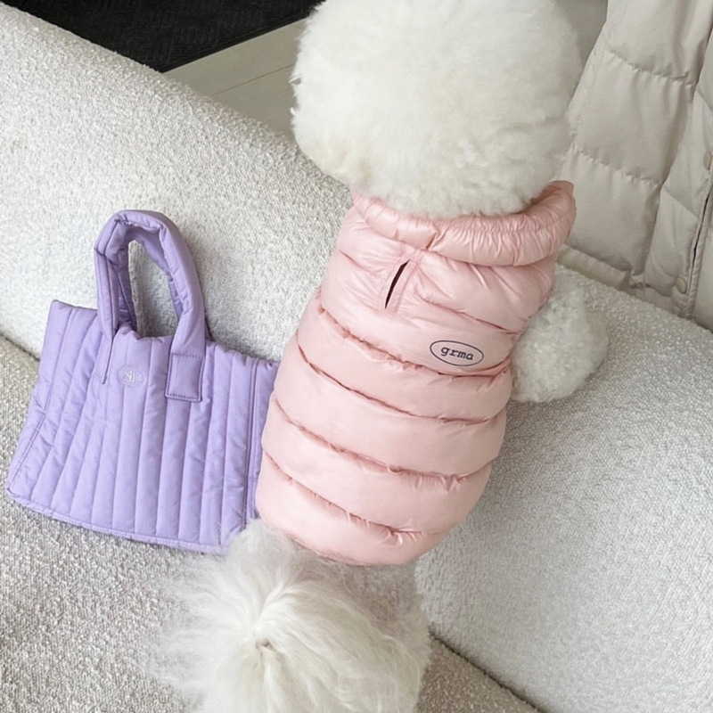 Pink XL size Dog Winter Coat Quilted Puffer Jacket - Warm Cotton Padded Vest for Small Dogs, High Collar Pet Clothes for Chihuahua Yorkie Poodle Bichon — image 4