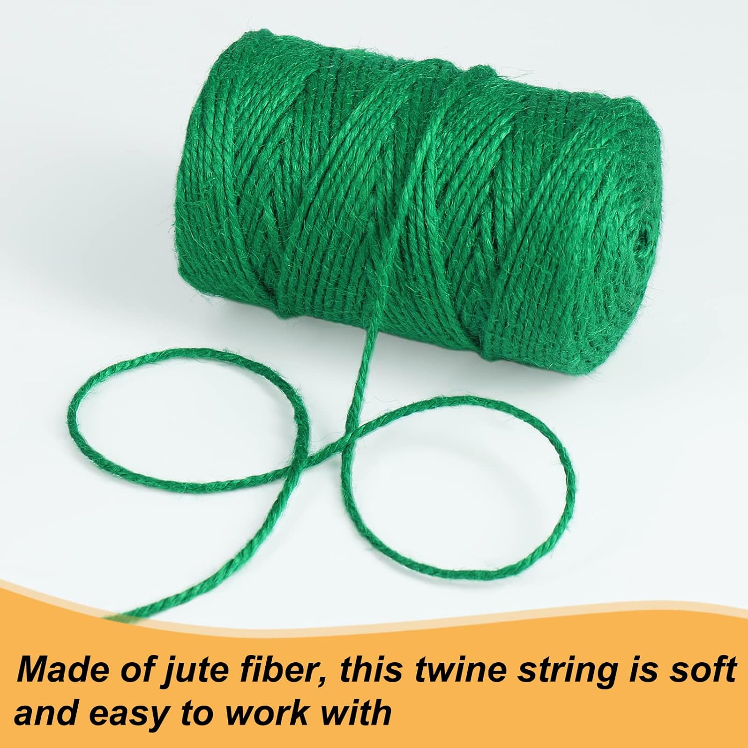 Jute Garden Twine, 328 Feet 3mm Heavy Duty Tomato Twine, Green Plant Ties for Gardening, Climbing Plants, Vegetables, Crafting — image 2