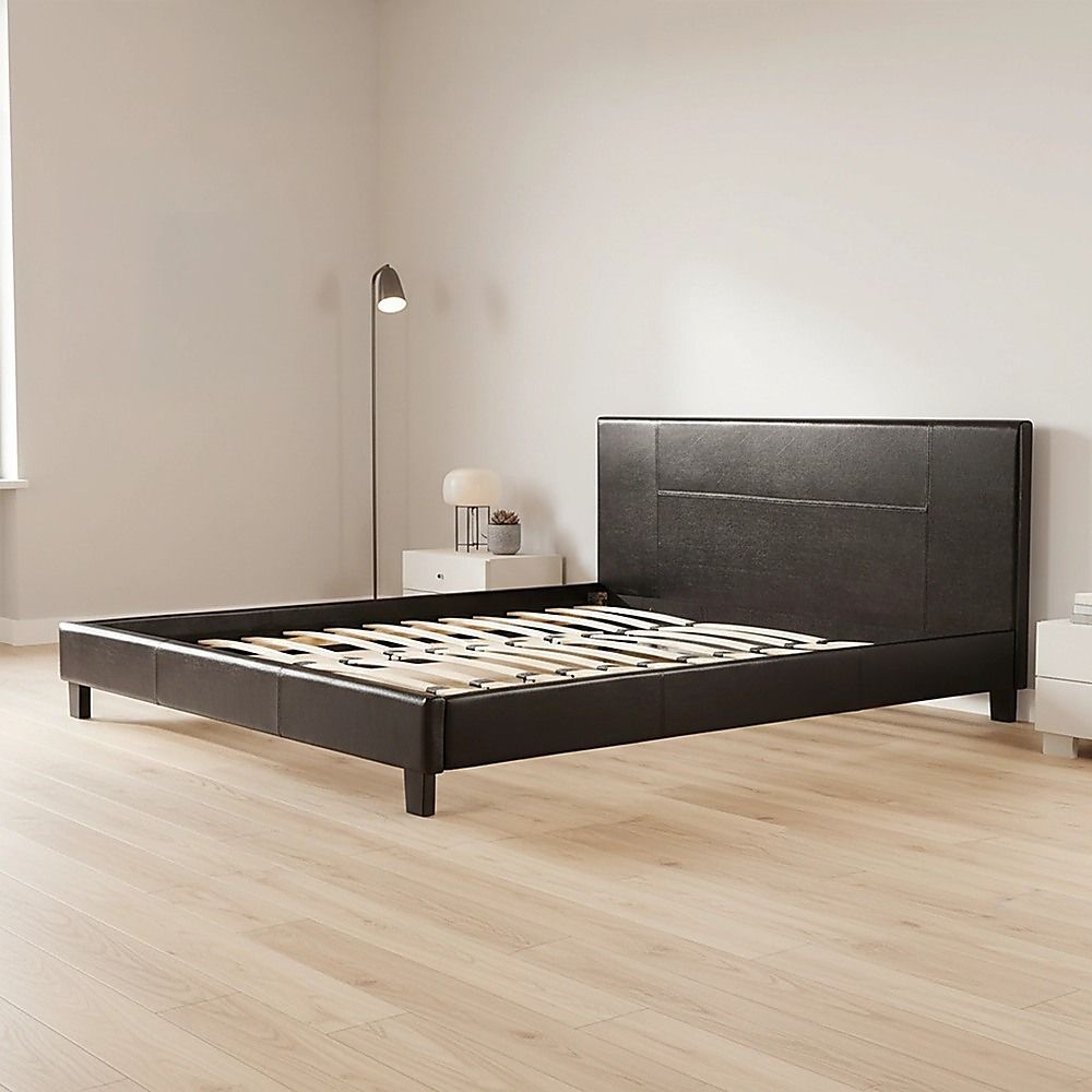 King PU Leather Bed Frame Brown โ image 2