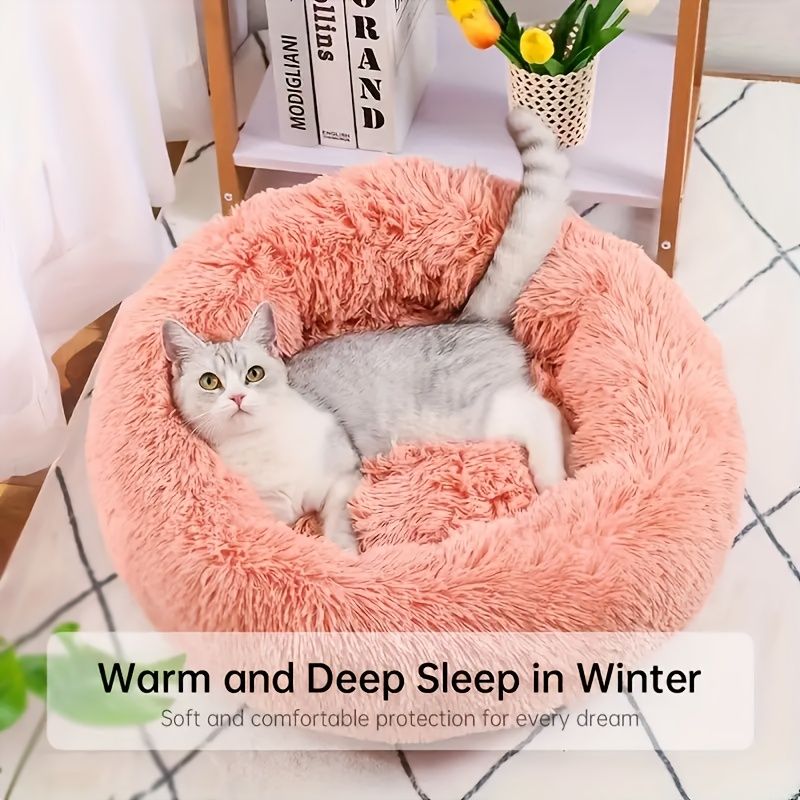 Plush Pet Nest Soft Donut Cat Bed β Cozy Round Couch for Cats and Small Dogs, Comfortable Sleeping Spot for Warmth and Deep Sleep, Suitable for Indoor Home Use β image 6