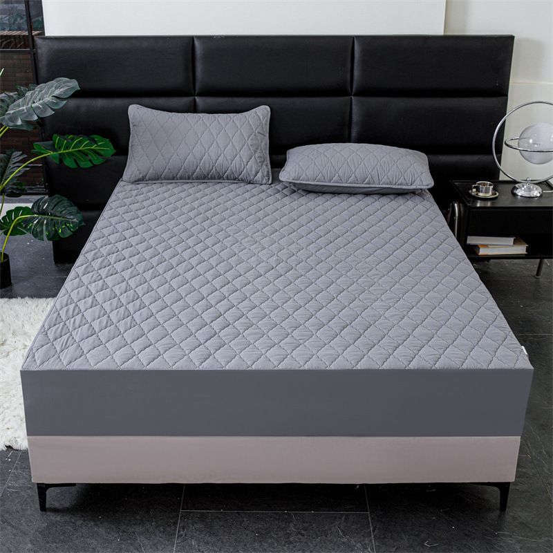 Waterproof Quilted Fitted Sheet Solid Color Toddler Navy blue 1.2*2m single fitted sheet โ image 3