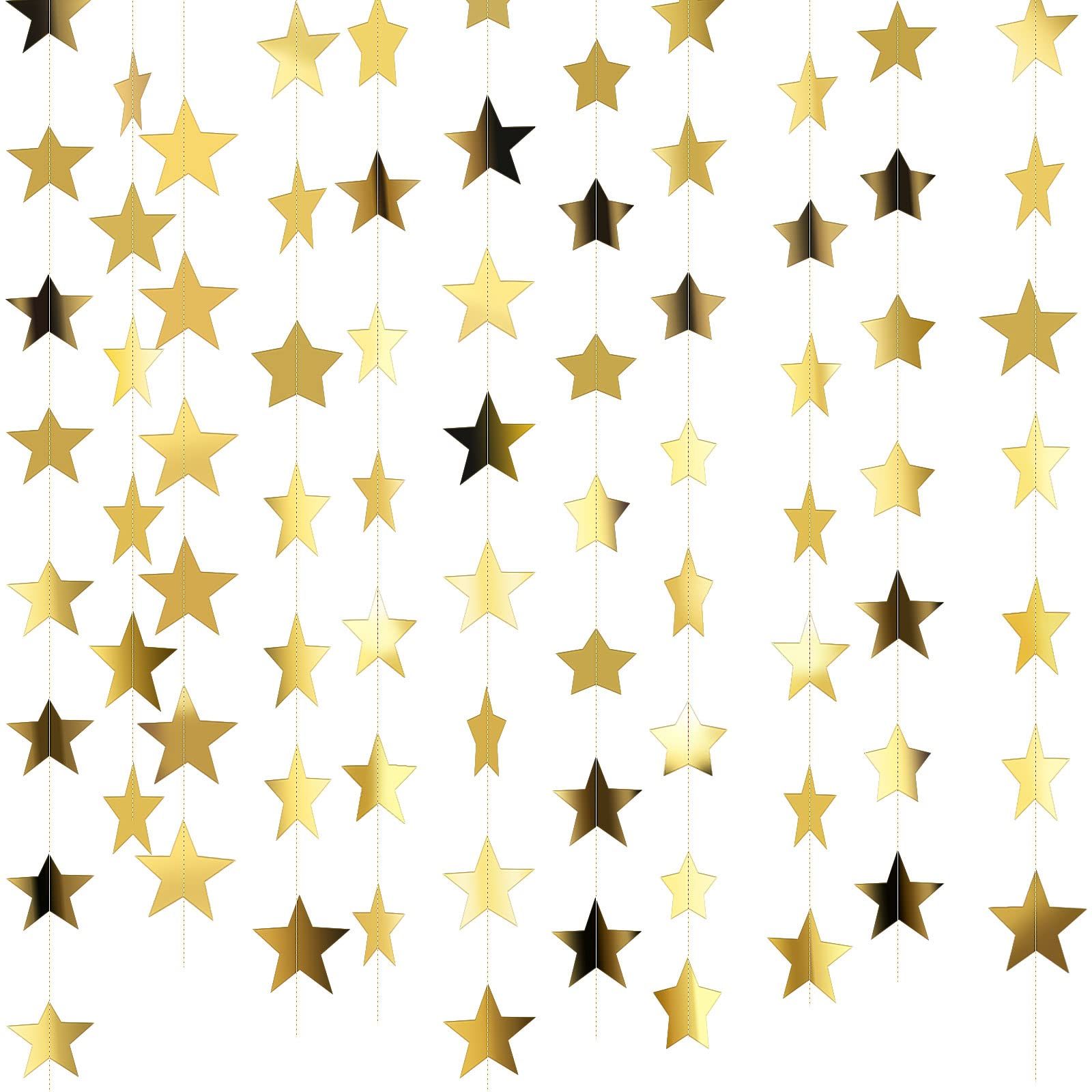 Glitter Star Banner Christmas Decor 130 Feet Star Hanging Bunting Banner Twinkle Backdrop for Homecoming Classroom Wedding Birthday Halloween Party