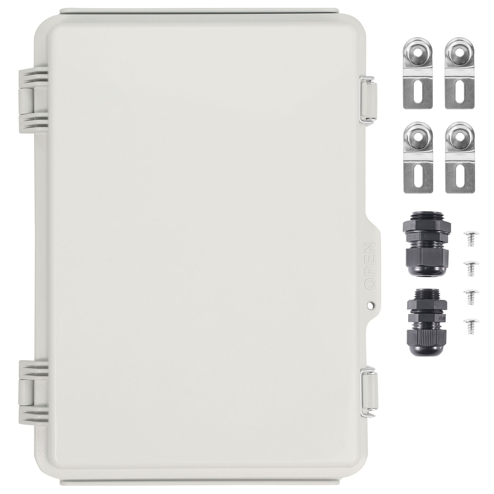 Outdoor Electrical Junction Box, 430 x 330 x 180 mm, ABS Plastic Electrical Enclosure Box with Hinged Cover Stainless Steel Latch, IP67 Dustproof Waterproof