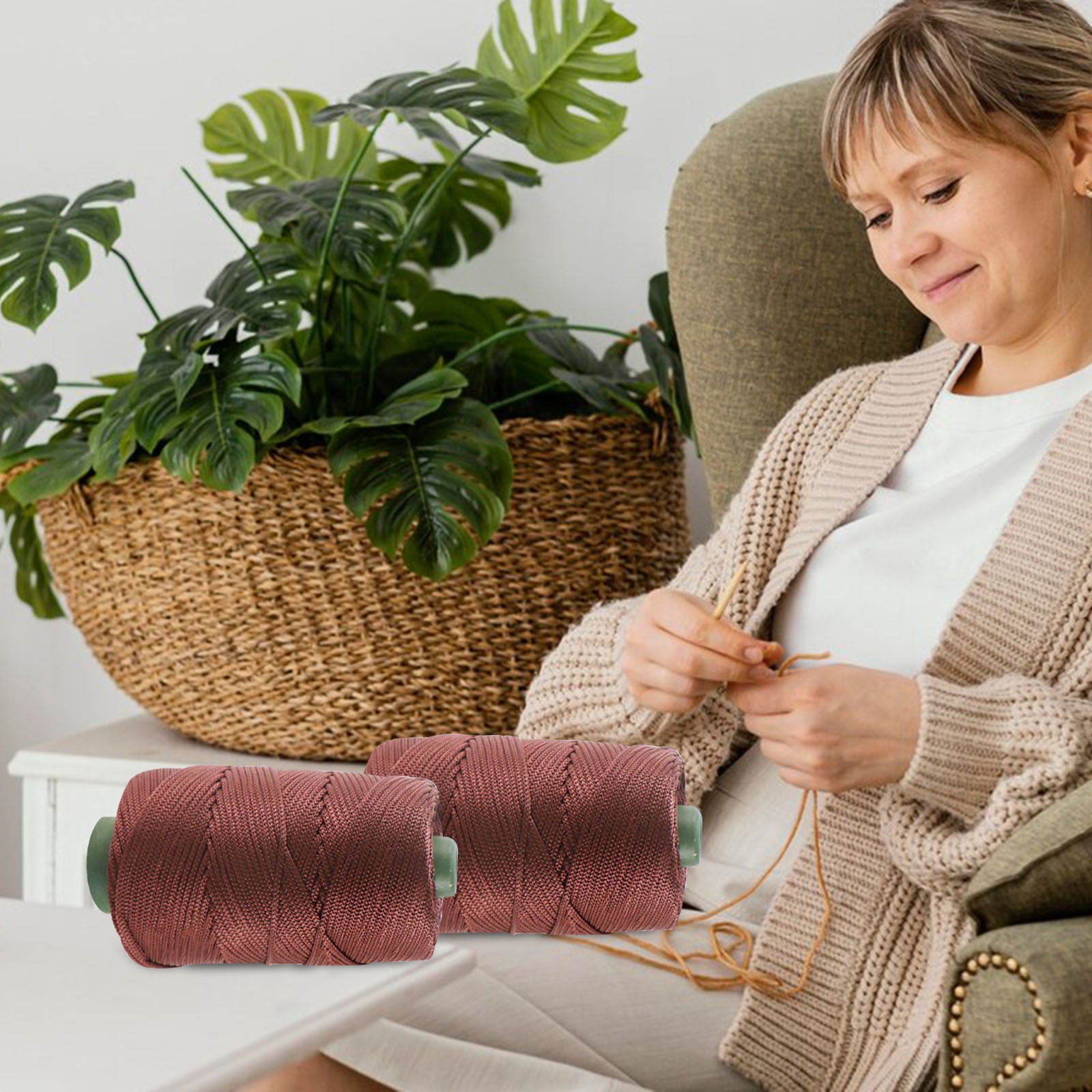 32 Colors Macrame Cotton Cord 200g/7.05oz,100% Natural Handmade 4 Strands Twisted Cotton Rope Polyester Thread Spools for Wall Hanging Plants Hangers Gift — image 4