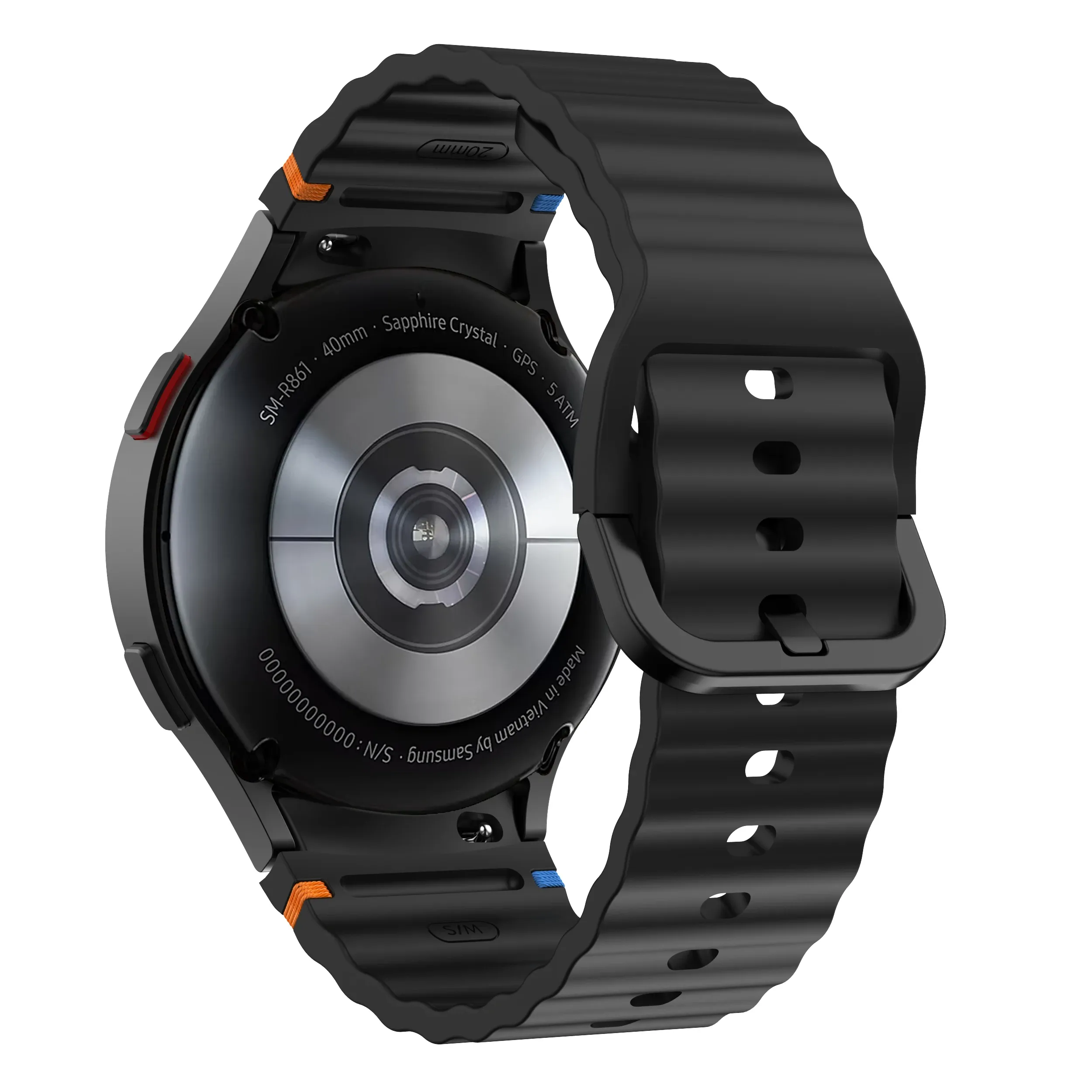 Silicone Watch Band Compatible with Samsung Galaxy Watch 5 Black, 40mm 44mm