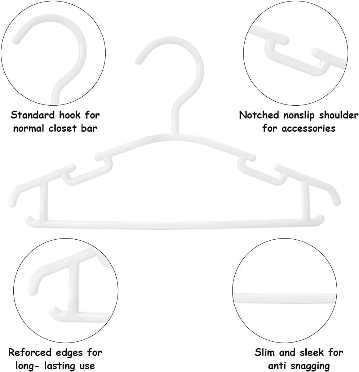 Hangers - Children's Hangers - Baby Hangers - Plastic Hangers for Children - Baby Wardrobe Hangers - 20 Non-Slip Toddler Hangers - For Baby Clothes, Pants — image 6