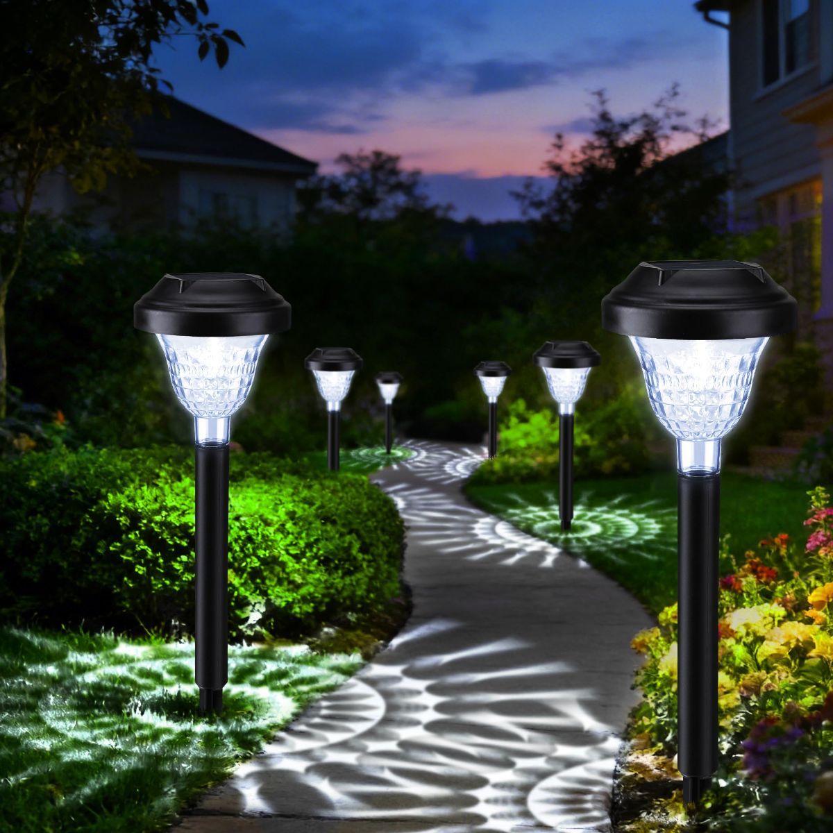 Solar Landscape Lights 4-Pack 10-LED Warm White Outdoor Lights Garden Lights - Warm White - Size 13.4in — image 2