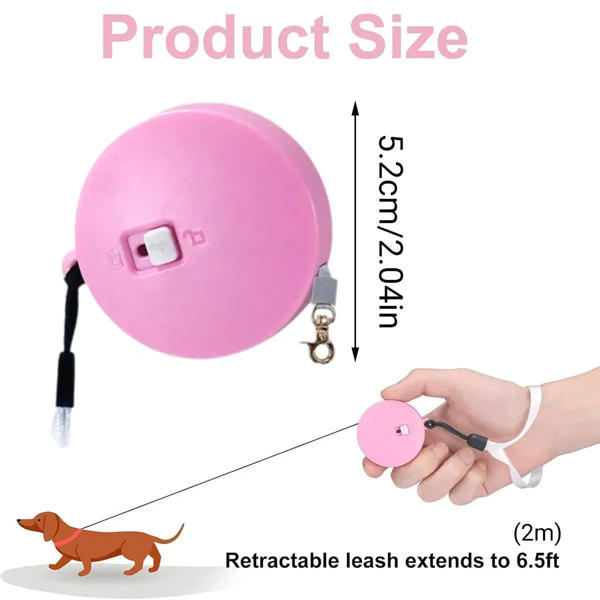 2M Outdoor Mini Retractable Leash Traction Rope Cats Dogs Durable - White — image 4