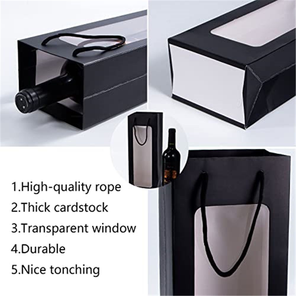 Wine Gift Bags with Window - 20 Pack,14.2" Wine Bags for Bottles - Halloween, Birthday, Housewarming, Dinner Party, Business - Black — image 2