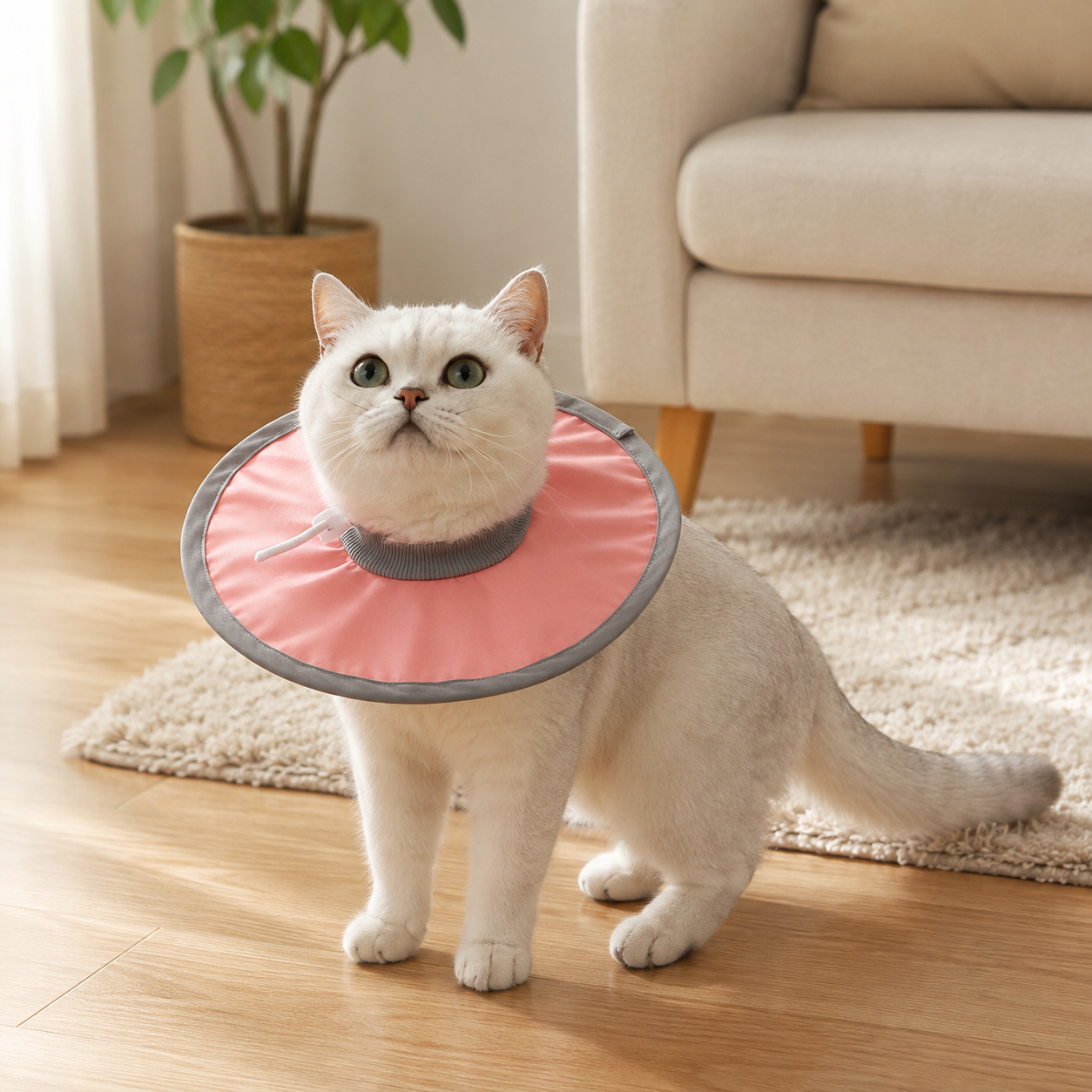 Pure Pink Soft Waterproof Elizabethan Collar for Cats & Dogs S Size - Adjustable Anti-Licking Recovery Cone After Surgery โ image 2
