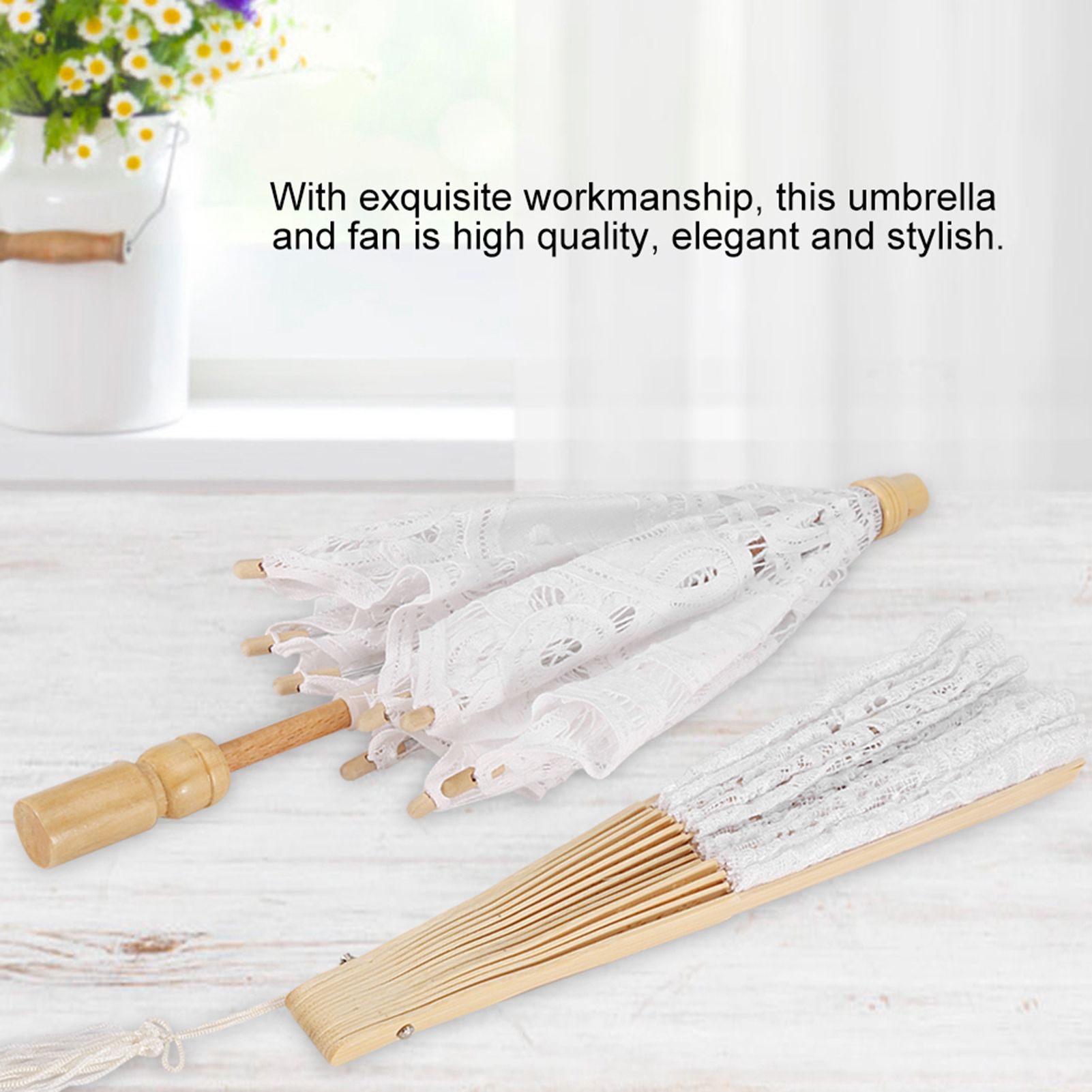 Lace Umbrella Fan Parasol for Lady Women Party Decor Dancing Photography Prop — image 6