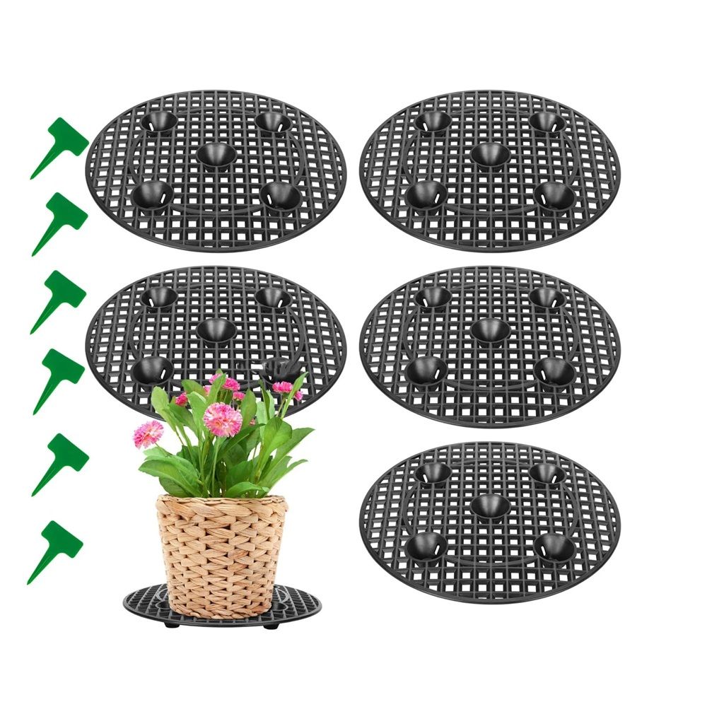 6 Pcs Big Potted Plant Stands - 12 Inch Patio & Deck Floor Protector, Plant Level Pot Elevator for Indoor Outdoor Garden Flower（Excluding flowers and