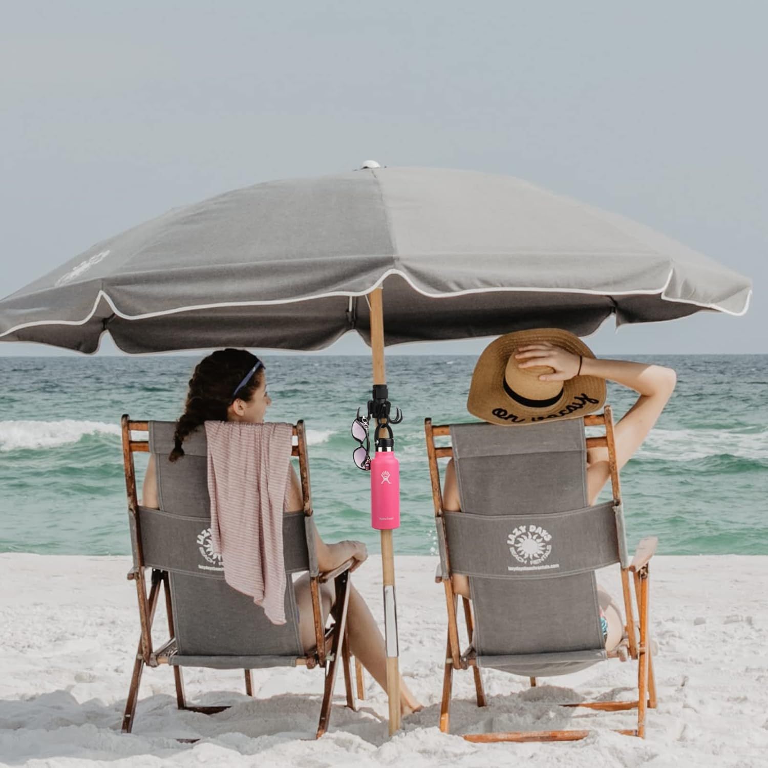 Beach Umbrella Hanging Hook, Anti Slip Backyard Umbrella Hanging Hook with 4 Hooks for Towels, Camera, Sunglasses, Hats — image 3
