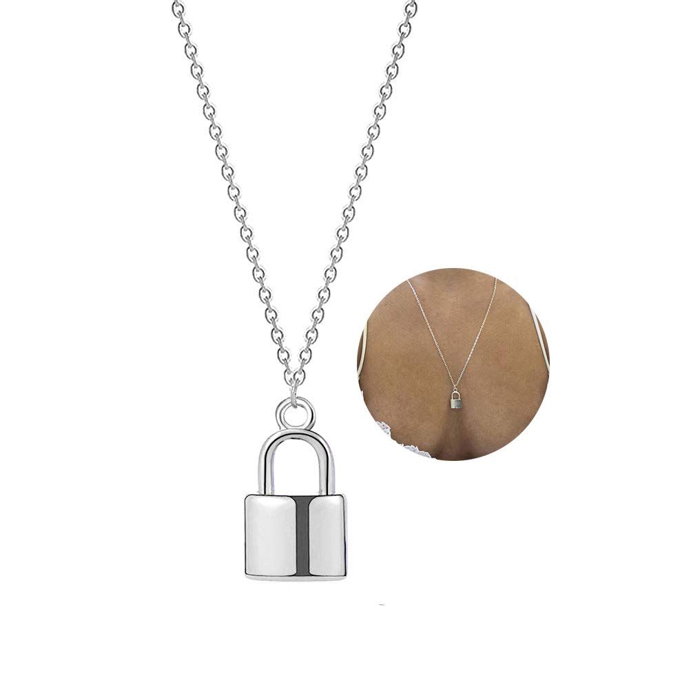 Cute Silver Lock Necklace for Women.Punk Metal Padlock Y Pendant Necklace,Geometric Lock Type Choker Necklace Girl Aesthetic โ image 2