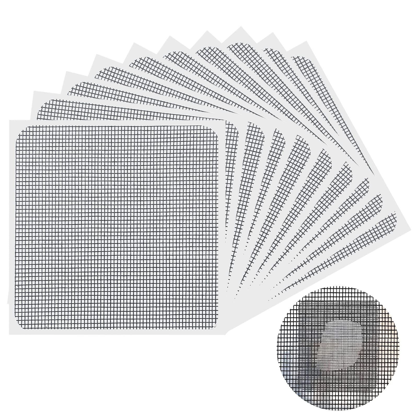 Window Screen Repair Patch, 3-Layer Strong Adhesive Window Screen Mesh Tape, Repair for Window and Door Tears (10cm x 10cm),Black
