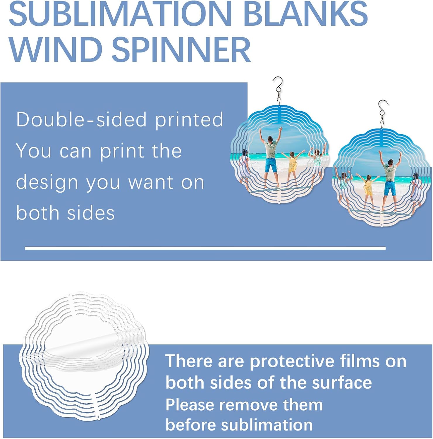 8 Pcs Sublimation Wind Spinner Blanks 8 Inch Bulk Aluminum Metal Sublimation Blanks Product Heat Press Transfer Outdoor Garden Decoration Sublimation Blank — image 3
