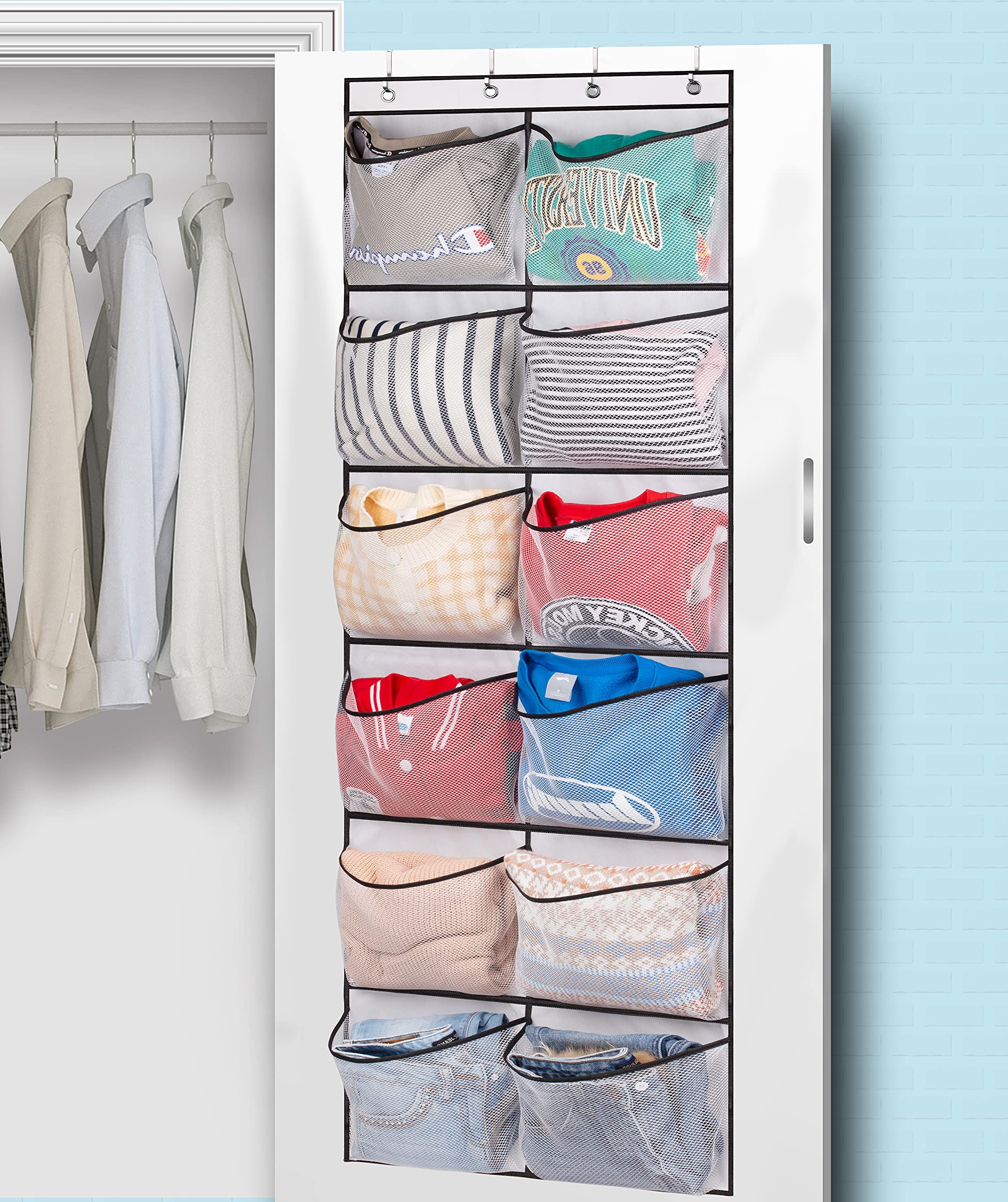 12 Large Mesh Pockets Boots Hanging Storage Shoe Rack for closet shoe organizer shoe rack organizer shoe storage,4 Hooks — image 4