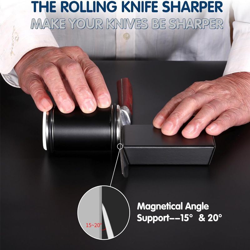 Knife Sharpener Roller Edge Sharpener Diamond Whetstone Kitchen Knife Sharpener - Black - Size 01