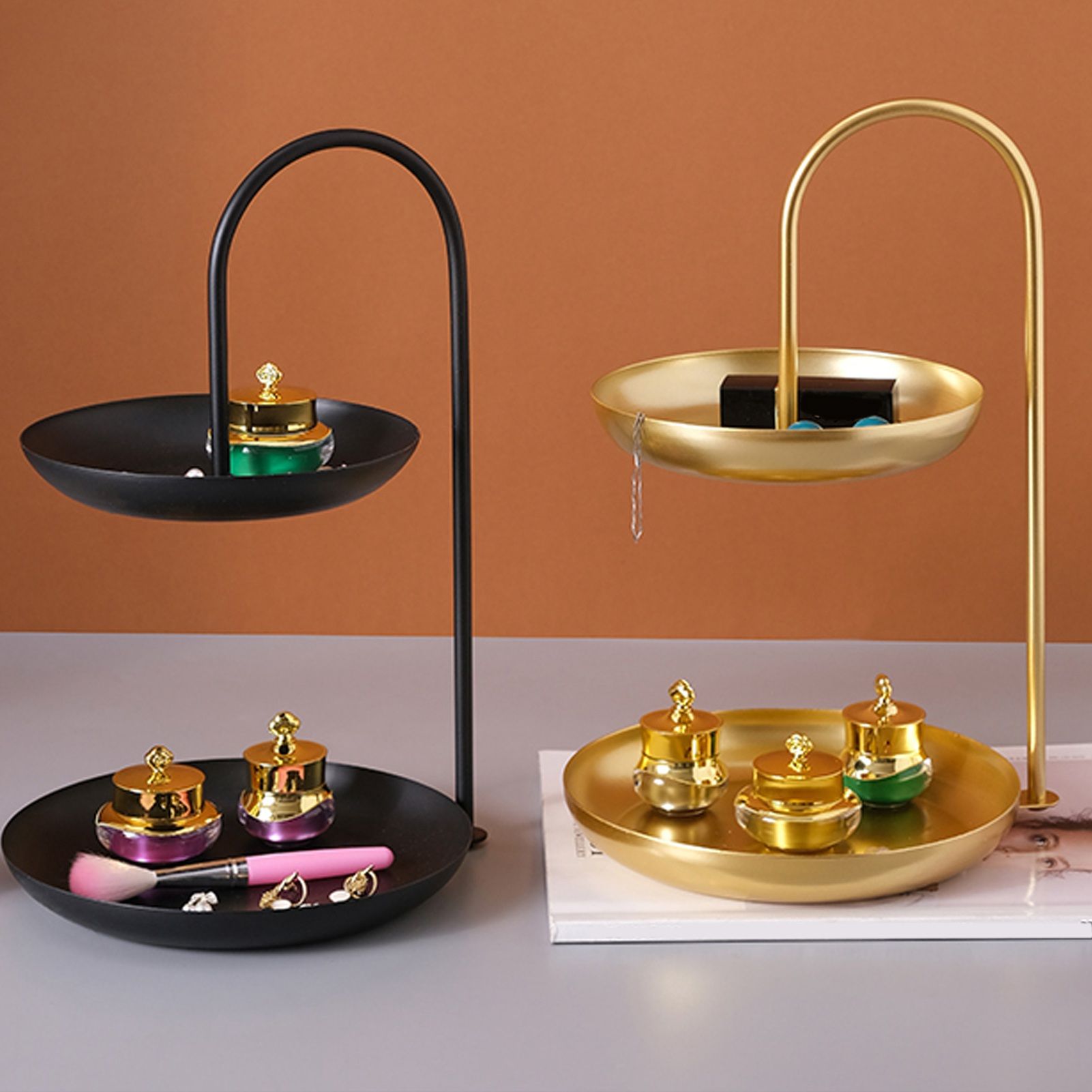 2 Tier Iron Fruit Serving Tray Waterproof Multi Tier Storage Platter for Coffee Table Party Black โ image 6