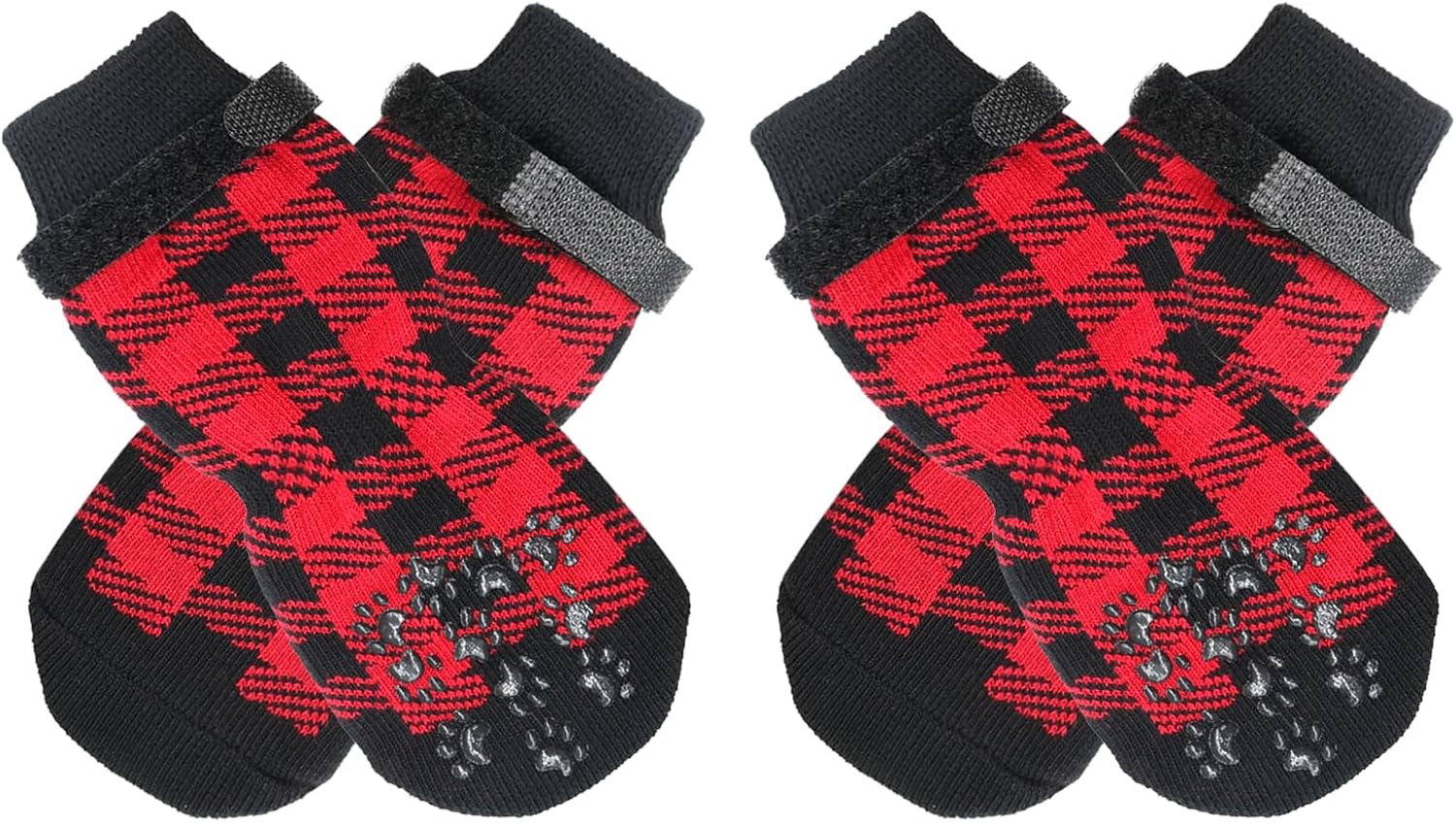 Dog Socks Size S Red Anti-Slip Pet Paw Protectors for Indoor Use