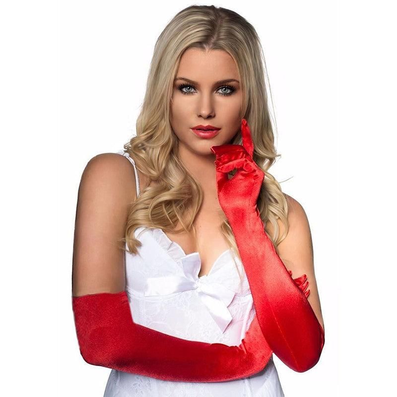 Elegant Long Satin Opera Gloves for Prom Party Wedding Costume or Formal Dress - Silver — image 4