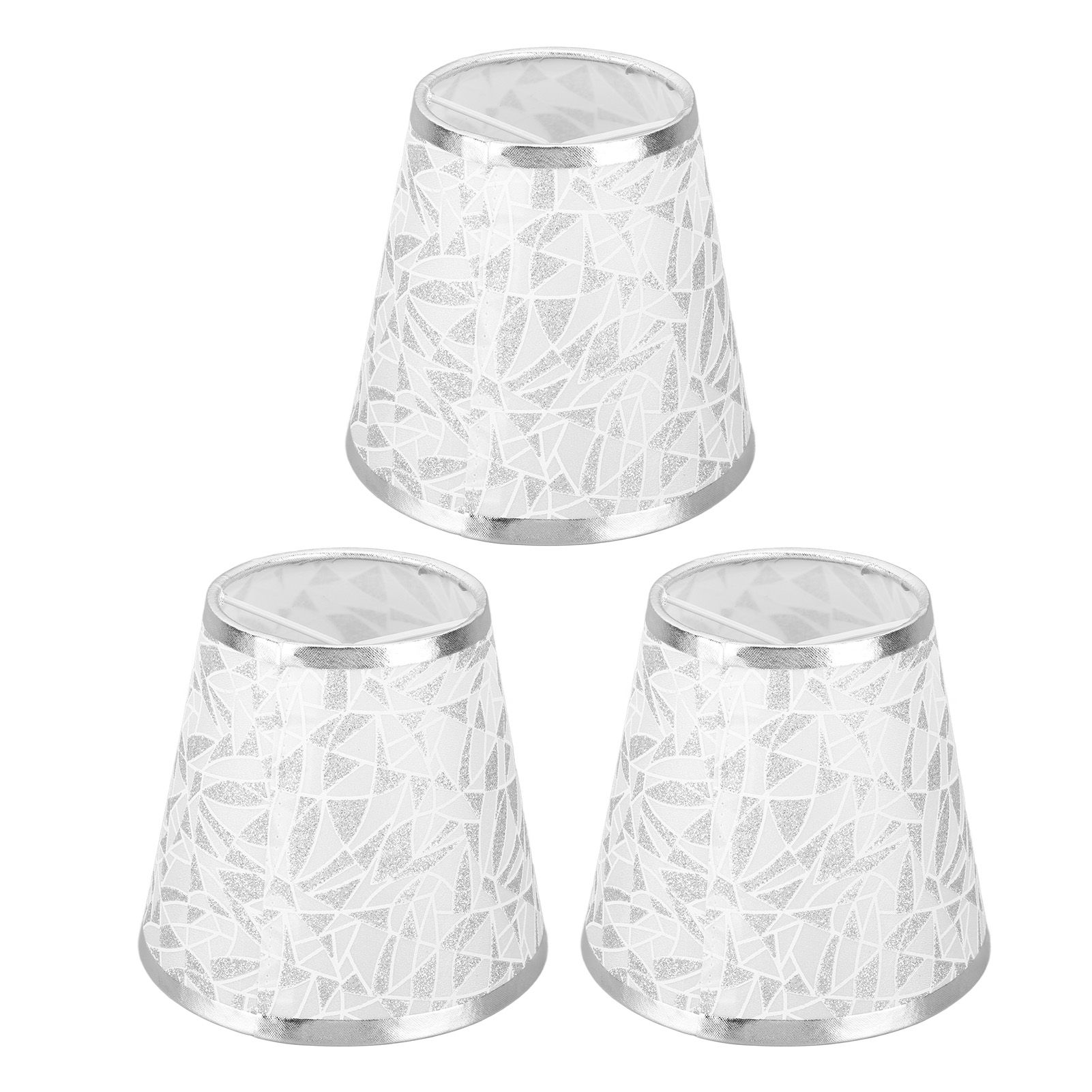 Cloth Lampshade Clip On Design Modern Barrel Fabric Lamp Shades for E14 Bulb Chandelier Wall Lamp 3pcs Silver โ image 2