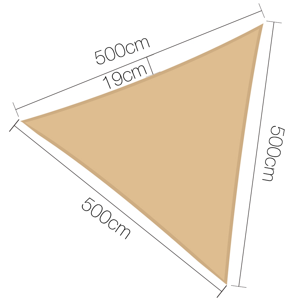 Instahut Shade Sail 5x5x5m Triangle 185GSM 95% Sand Shade Cloth โ image 2
