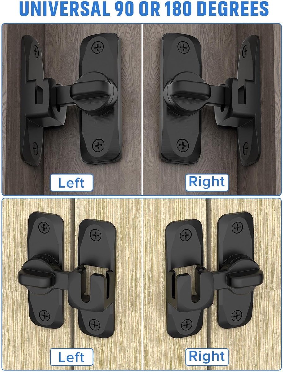 pieces - 90/180 degrees - sliding door lock - privacy protection - security sliding door lock - small gate locks - hardware for shed, garden, bathroom — image 2