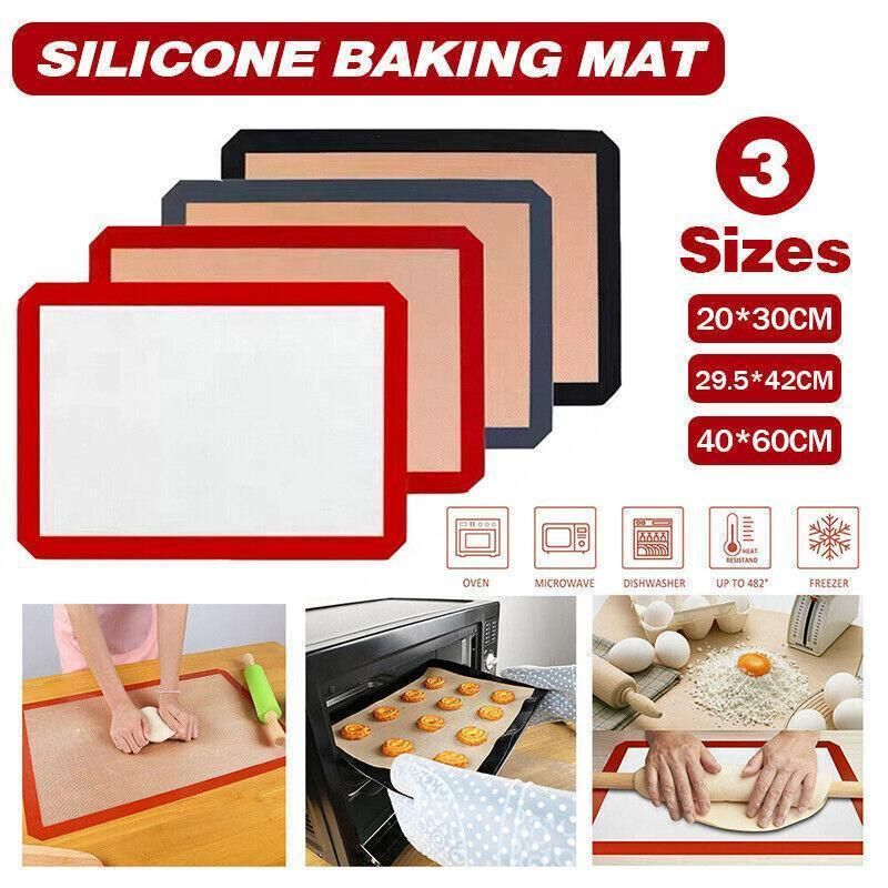 Silicone Baking Mat Non Stick Reusable Sheet for Pastry Dough Cookie Oven Bakeware - Grey 2PCS(2*60X40CM) โ image 2